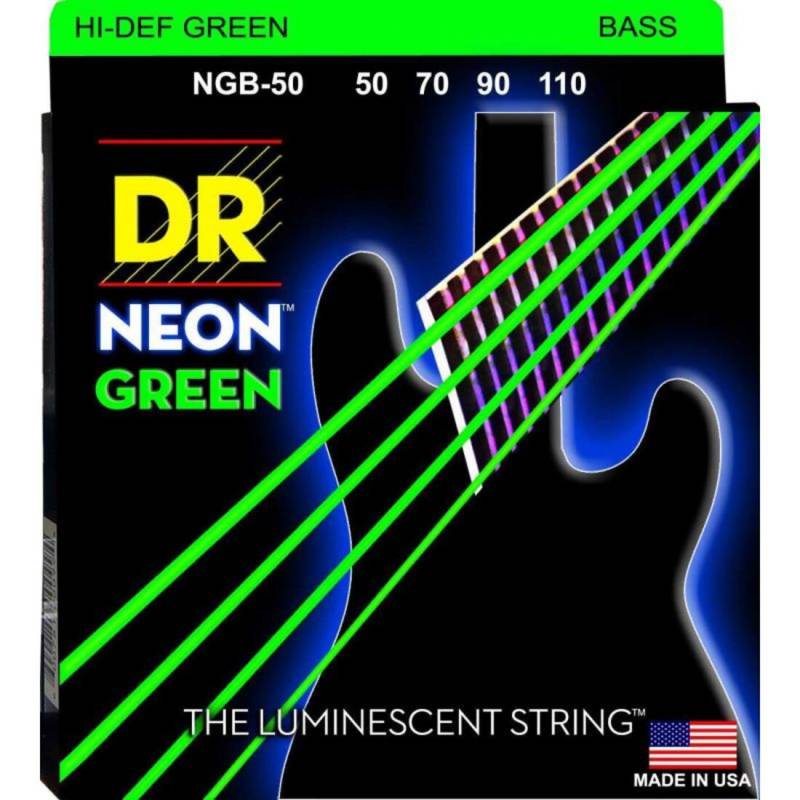 Струни для бас-гітари DR NGB-50 Hi-Def Neon Green K3 Coated Heavy 50/110
