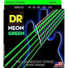 Струны для бас-гитары DR NGB5-40 Hi-Def Neon Green K3 Coated Light 5 Strings 40/120