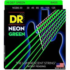 Струни для бас-гітари DR NGB6-30 Hi-Def Neon Green K3 Coated Medium 6 strings 30/125