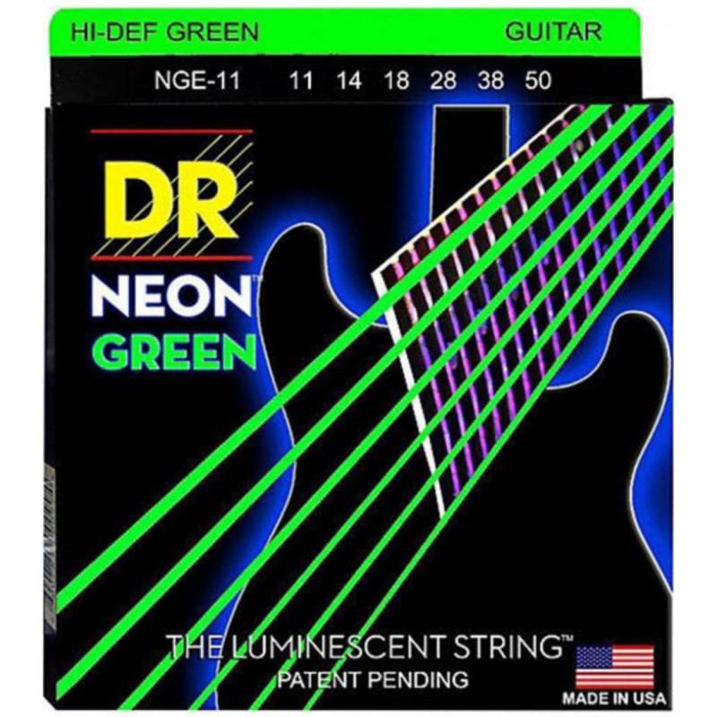 Струни для електрогітари DR NGE-11 Hi-Def Neon Green K3 Coated Heavy 11/50