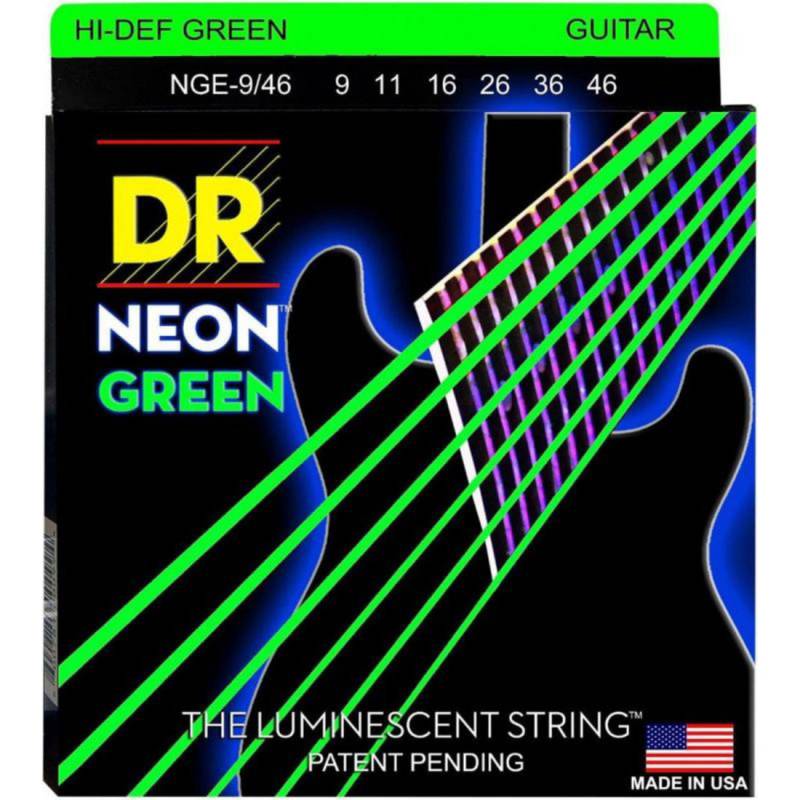 Струни для електрогітари DR NGE-9/46 Hi-Def Neon Green K3 Coated Light Heavy 9/46