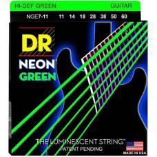 Струны для электрогитары DR NGE7-11 Hi-Def Neon Green K3 Coated Heavy 7-String 11/60