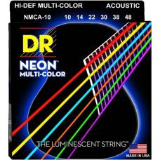 Струны для акустической гитары DR NMCA-10 Hi-Def Neon Multi-Color K3 Coated Extra Light 10/48