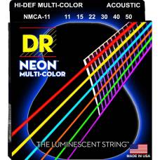 Струни для акустичної гітари DR NMCA-11 Hi-Def Neon Multi-Color K3 Coated Medium-Light 11/50