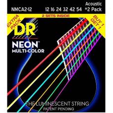 Струни для акустичної гітари DR NMCA2-12 Hi-Def Neon Multi-Color K3 Coated 12/54 - 2 Pack