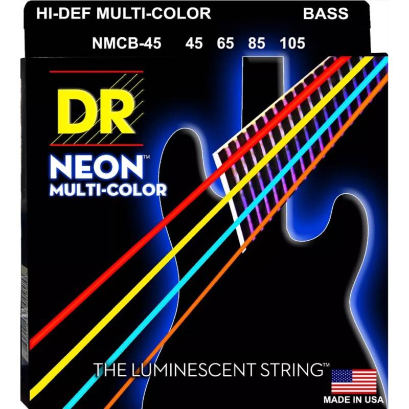 Струны для бас-гитары DR NMCB-45 Hi-Def Neon Multi-Color K3 Coated Medium 45/105