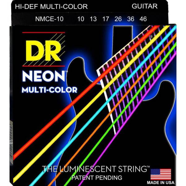 Струни для електрогітари DR NMCE-10 Hi-Def Neon Multi-Color K3 Coated Medium 10/46