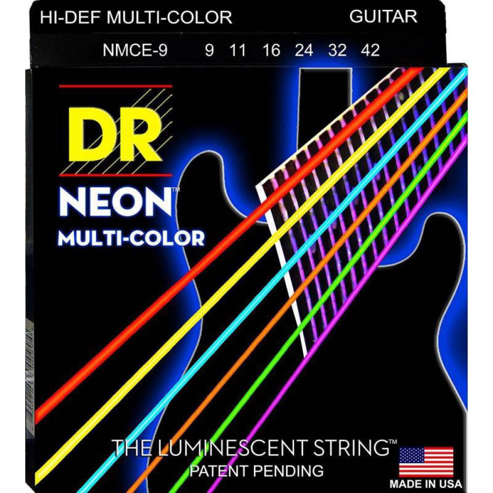 Струни для електрогітари DR NMCE-9 Hi-Def Neon Multi-Color K3 Coated Light 9/42