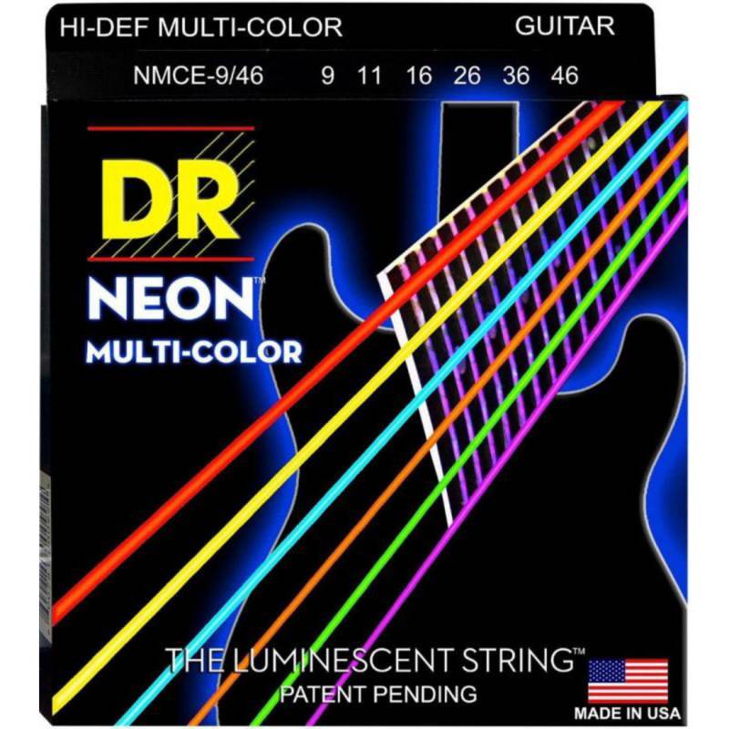 Струни для електрогітари DR NMCE-9/46 Hi-Def Neon Multi-Color K3 Coated Light Heavy 9/46