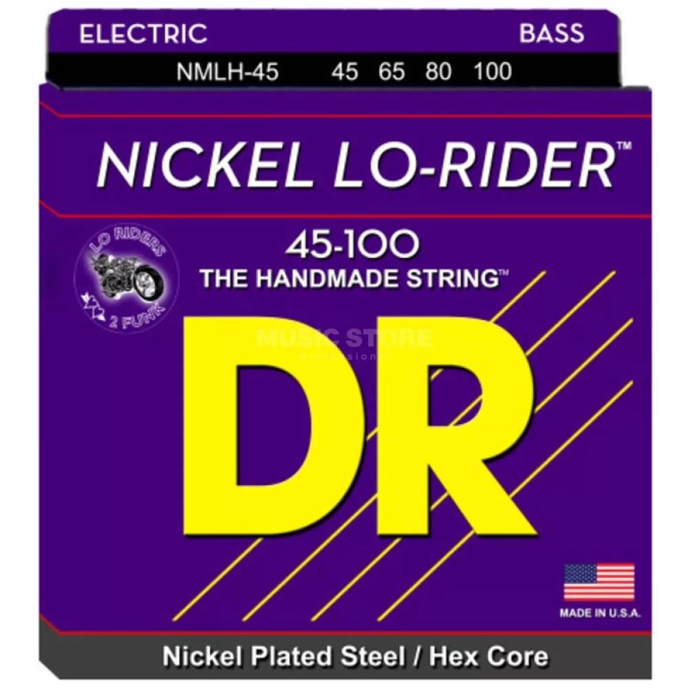 Струны для бас-гитары DR NMLH-45 Lo-Rider Nickel Wound Med/Light 45-100