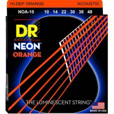 Струны для акустической гитары DR NOA-10 Hi-Def Neon Orange K3 Coated Extra Light 10/48