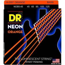 Струны для бас-гитары DR NOB5-45 Hi-Def Neon Orange K3 Coated Medium 5 Strings 45/125