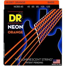 Струны для бас-гитары DR NOB5-45 Hi-Def Neon Orange K3 Coated Medium 5 Strings 45/125
