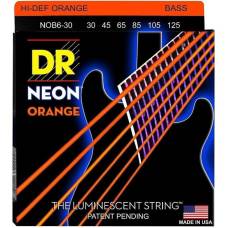 Струни для бас-гітари DR NOB6-30 Hi-Def Neon Orange K3 Coated Medium 6 Strings 30/125