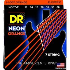 Струны для электрогитары DR NOE7-11 Hi-Def Neon Orange K3 Coated Extra Heavy 7-String 11/60
