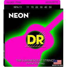 Струны для акустической гитары DR NPA-11 Hi-Def Neon Pink K3 Coated Extra Medium-Light 11/50