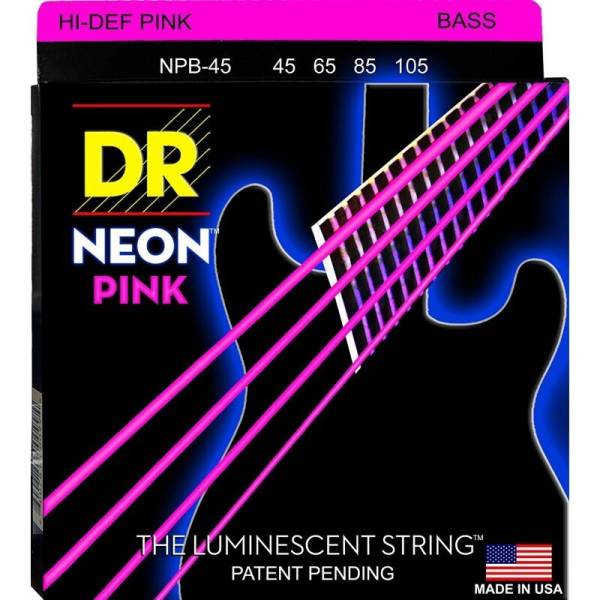 Струни для бас-гітари DR NPB-45 Hi-Def Neon Pink K3 Coated Medium 45/105