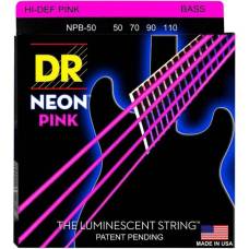 Струны для бас-гитары DR NPB-50 Hi-Def Neon Pink K3 Coated Heavy 50/110