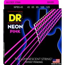 Струны для бас-гитары DR NPB5-45 Hi-Def Neon Pink K3 Coated Medium 5 Strings 45/125