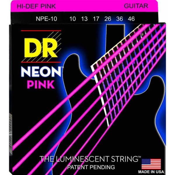 Струни для електрогітари DR NPE-10 Hi-Def Neon Pink K3 Coated Medium 10/46