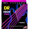 Струны для электрогитары DR NPE7-11 Hi-Def Neon Pink K3 Coated Heavy 7-String 11/60