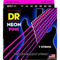 Струны для электрогитары DR NPE7-11 Hi-Def Neon Pink K3 Coated Heavy 7-String 11/60
