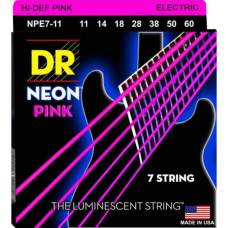 Струны для электрогитары DR NPE7-11 Hi-Def Neon Pink K3 Coated Heavy 7-String 11/60