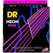 Струни для електрогітари DR NPE7-9 Hi-Def Neon Pink K3 Coated Light 7-String 9/52
