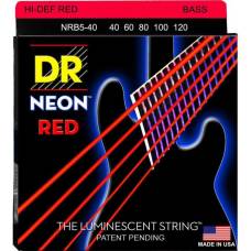 Струни для бас-гітари DR NRB5-40 Hi-Def Neon Red K3 Coated Light 5 Strings 40/120