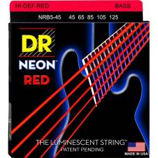 Струны для бас-гитары DR NRB5-45 Hi-Def Neon Red K3 Coated Medium 5 Strings 45/125