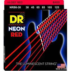 Струни для бас-гітари DR NRB6-30 Hi-Def Neon Red K3 Coated Medium 6 Strings 30/125