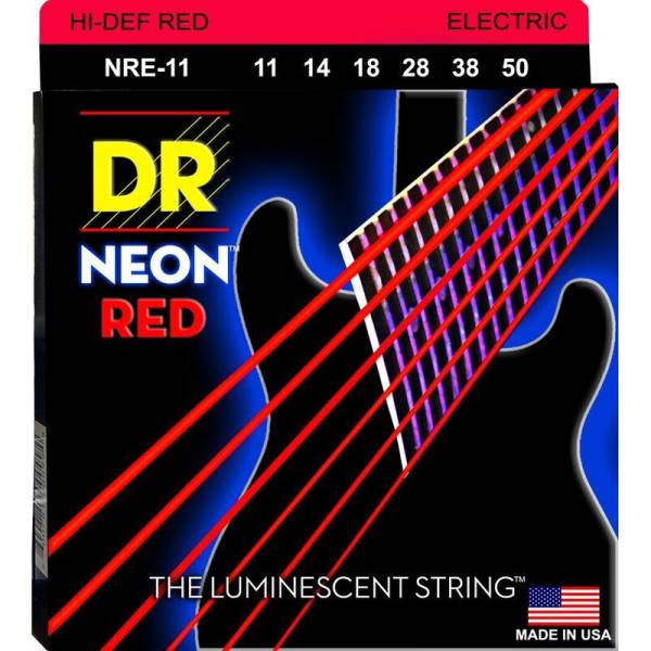 Струни для електрогітари DR NRE-11 Hi-Def Neon Red K3 Coated Heavy 11/50