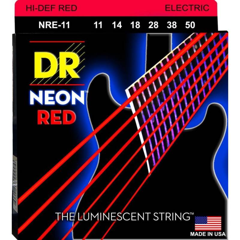 Струны для электрогитары DR NRE-11 Hi-Def Neon Red K3 Coated Heavy 11/50
