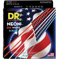 Струни для акустичної гітари DR NUSAA-11 Def Neon Red White & Blue 11/50