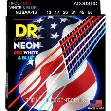 Струны для акустической гитары DR NUSAA-13 Def Neon Red White & Blue Medium 13/56