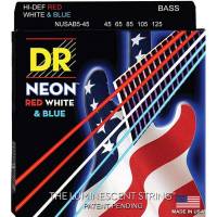 Струны для бас-гитары DR NUSAB5-45 Hi-Def Neon Red White & Blue K3 Coated Medium 5 Strings 45/125