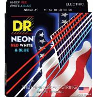 Струны для электрогитары DR NUSAE-11 Hi-Def Neon Red White & Blue K3 Coated Heavy 11/50