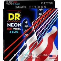 Струны для электрогитары DR NUSAE-9/46 Hi-Def Neon Red White & Blue K3 Coated Light 9/46
