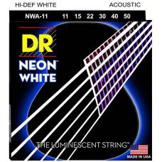 Струни для акустичної гітари DR NWA-11 Hi-Def Neon White K3 Coated 11/50