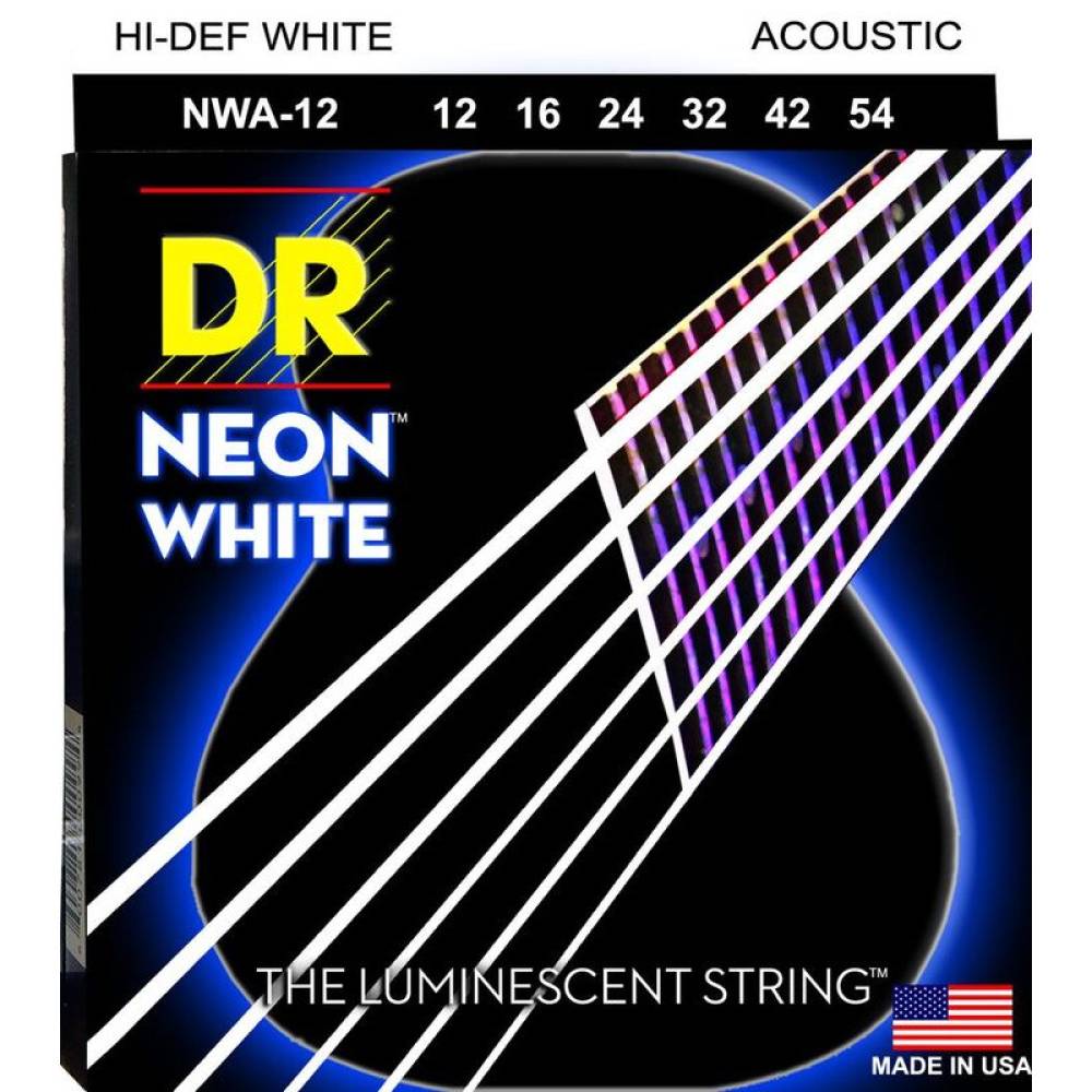 Струны для акустической гитары DR NWA-12 Hi-Def Neon White K3 Coated 12/54