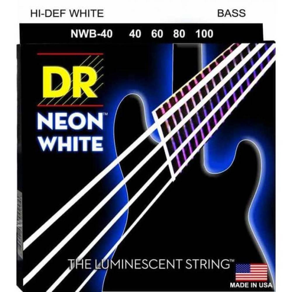 Струни для бас-гітари DR NWB-40 Hi-Def Neon White K3 Coated Light 40/100