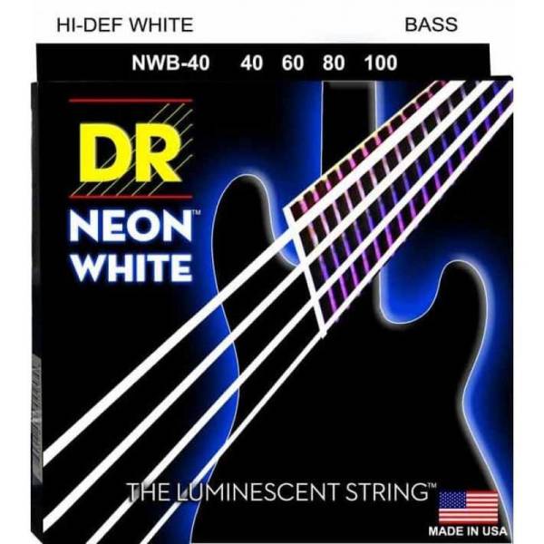 Струни для бас-гітари DR NWB-40 Hi-Def Neon White K3 Coated Light 40/100