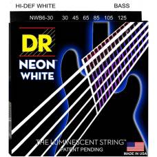 Струни для бас-гітари DR NWB6-30 Hi-Def Neon White K3 Coated Medium 6 Strings 30/125