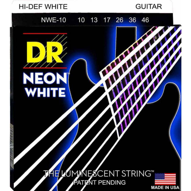 Струны для электрогитары DR NWE-10 Hi-Def Neon White K3 Coated Medium 10/46
