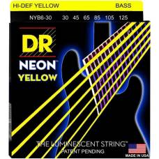 Струны для бас-гитары DR NYB6-30 Hi-Def Neon Yellow K3 Coated Medium 6 Strings 30/125