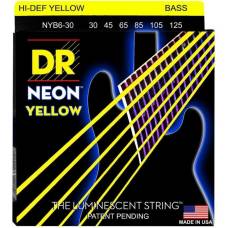 Струни для бас-гітари DR NYB6-30 Hi-Def Neon Yellow K3 Coated Medium 6 Strings 30/125