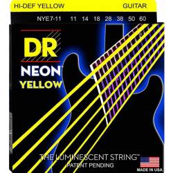 Струни для електрогітари DR NYE7-11 Hi-Def Neon Yellow K3 Coated Heavy 7-String 11/60