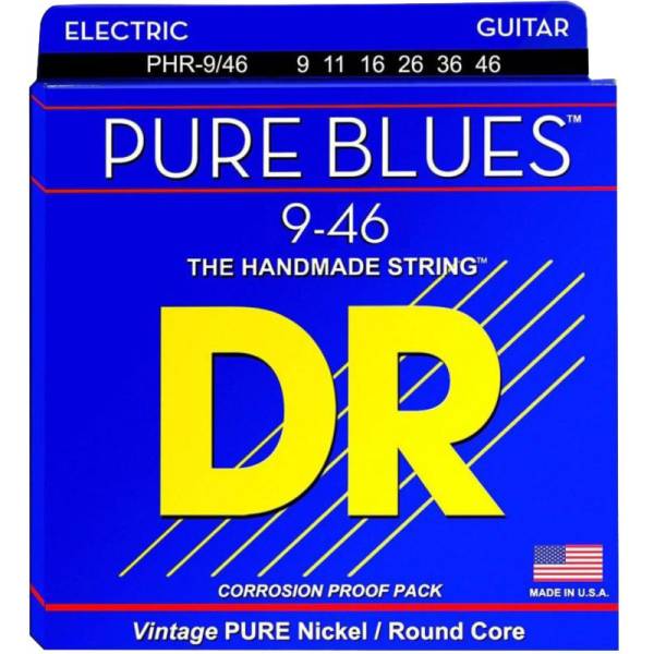 Струны для электрогитары DR PHR-9/46 Pure Blues Pure Nickel Light & Heavy 9/46