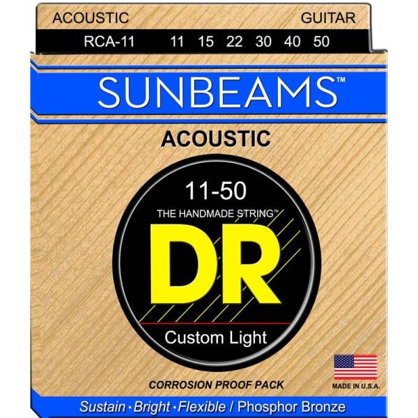 Струни для акустичної гітари DR RCA-11 Sunbeams Phosphor Bronze Custom Light 11/50