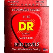 Струни для акустичної гітари DR RDA-11 Red Devils Coated Acoustic Guitar Strings Med-Lite 11-50